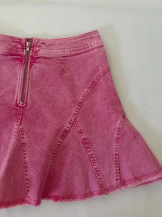 Anthropologie Pilcro Skirt Seamed Flared Mini Skirt Pink Size 6 - Picture 8 of 16